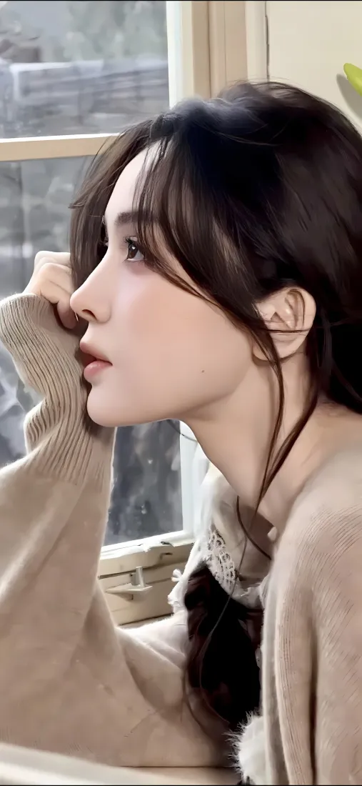 古力娜扎手机壁纸｜窗边背景图片 - 优越侧脸「哲风壁纸」