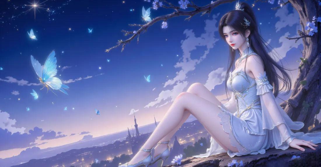 6k萧薰儿壁纸｜斗破苍穹背景图 - 星空蝴蝶古风「哲风壁纸」