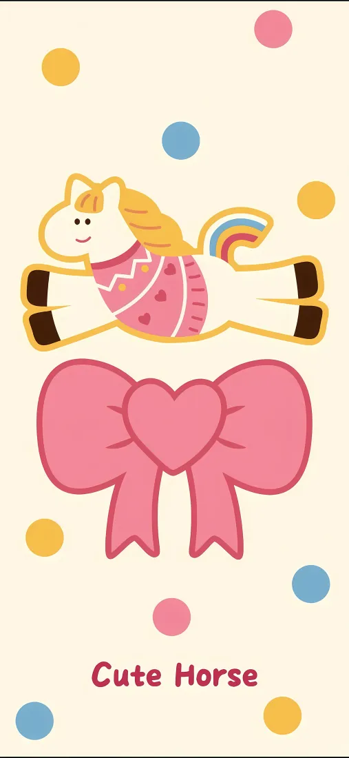 卡通马手机壁纸｜粉色蝴蝶结背景图片 - Cute Horse「哲风壁纸」