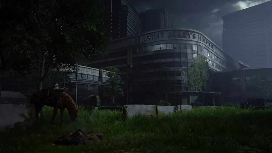 3k灾后废墟壁纸｜黑暗草地背景 - 科幻建筑场景「哲风壁纸」