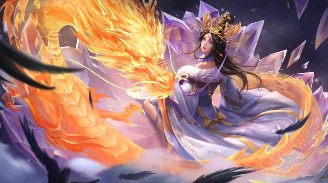 2k三国杀角色壁纸｜紫水晶背景图片 - 火焰龙古风美女「哲风壁纸」