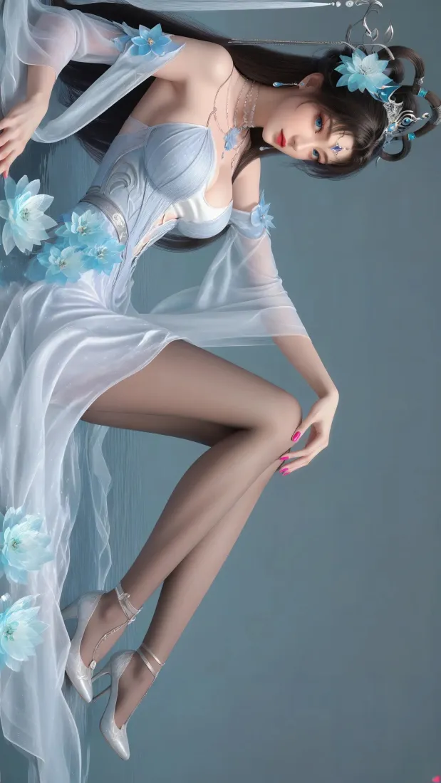 古风美女手机壁纸｜灰色背景图片 - 古装薄纱裙「哲风壁纸」