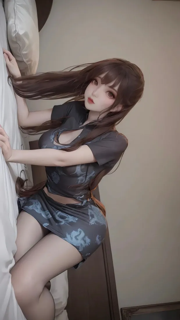 长发动漫少女手机壁纸｜房间背景图片 - 深色穿搭「哲风壁纸」