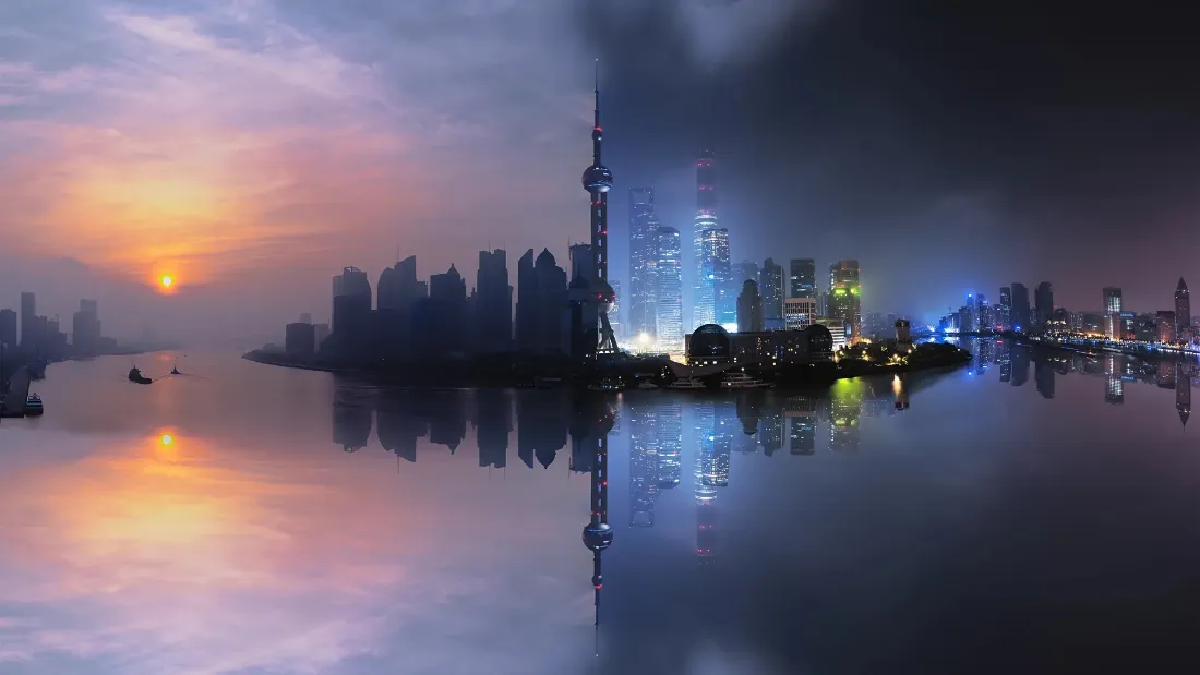 2k上海东方明珠壁纸｜城市背景图片 - 黄昏水面倒影「哲风壁纸」