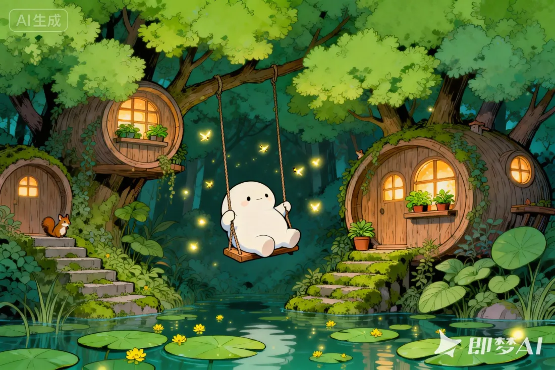 2k树屋森林壁纸｜森林背景图片 - 治愈系秋千「哲风壁纸」