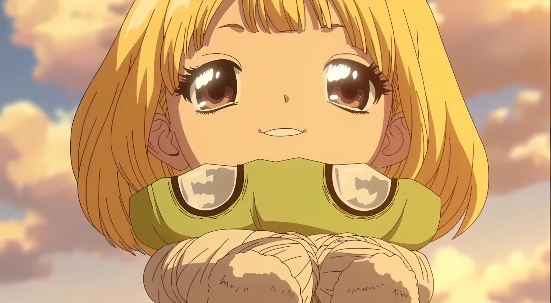 2k石纪元壁纸｜天空背景图片 - 金发绿衣女孩「哲风壁纸」