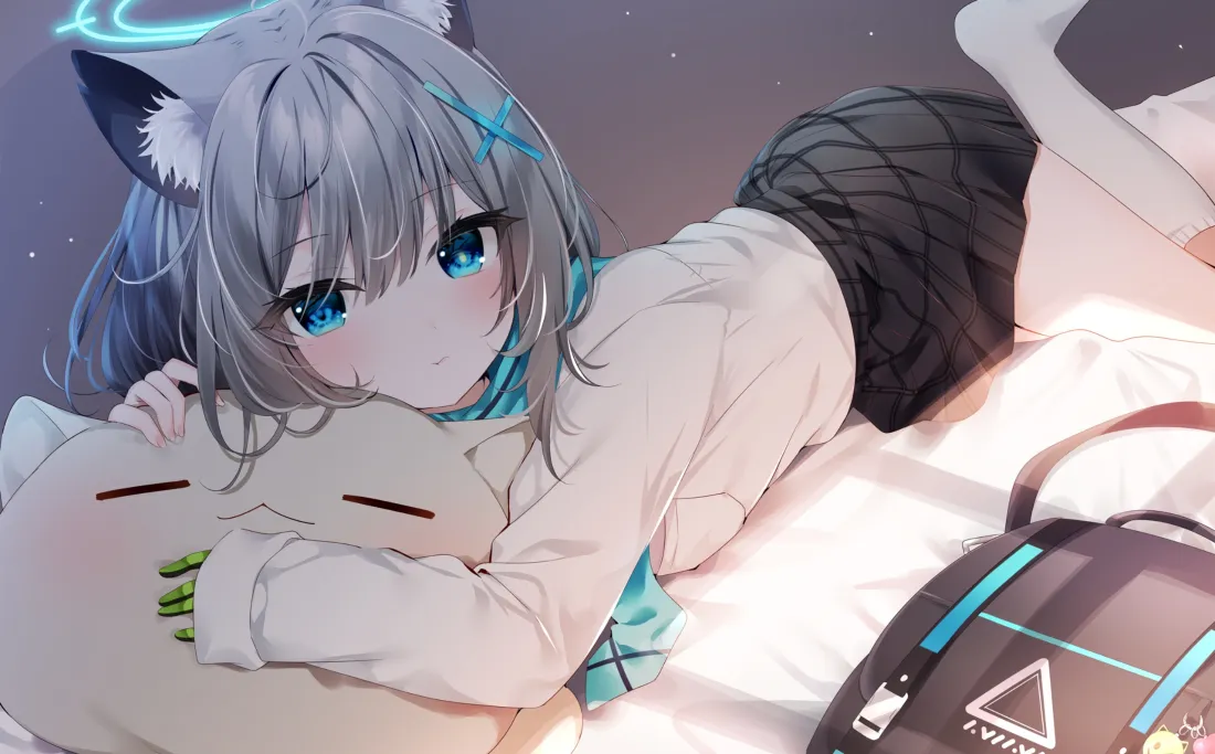 3k兽耳猫耳少女壁纸｜二次元背景 - 萌系蓝眼银发「哲风壁纸」