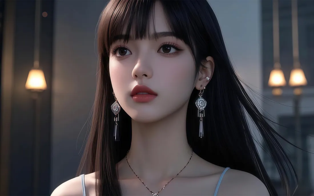 3k写实美女壁纸｜室内夜景背景图片 - 5K「哲风壁纸」