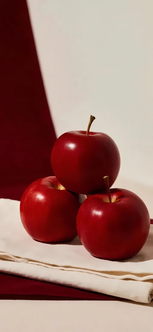 红苹果手机壁纸｜简约背景图片 - 红色水果静物「哲风壁纸」