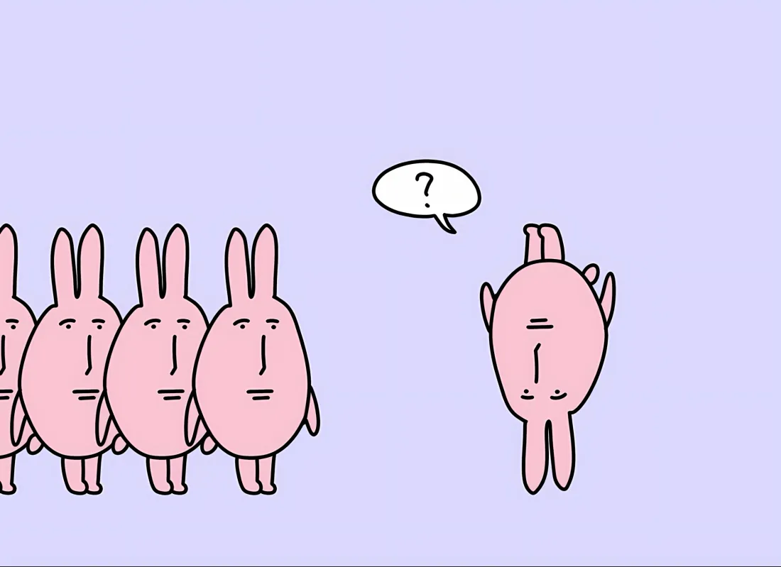 2k粉红兔壁纸｜卡通兔背景图 - 紫色趣味队列「哲风壁纸」