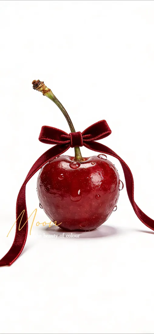 樱桃手机壁纸｜简约背景图片 - 红色蝴蝶结装饰「哲风壁纸」