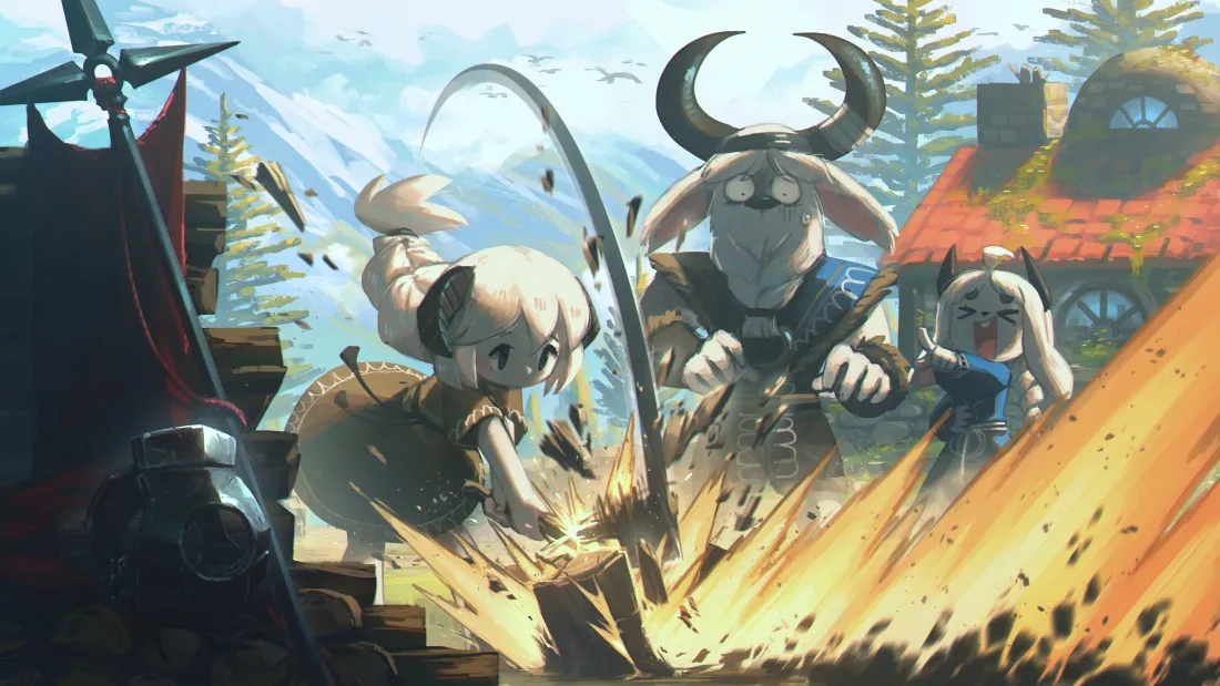 3k兽人异世界劈柴壁纸｜木屋背景 - 可爱奇幻「哲风壁纸」