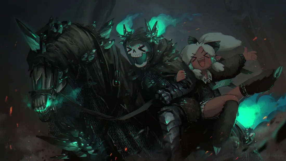 3k骑马亡灵骑士壁纸｜暗黑背景图片 - 机械骷髅「哲风壁纸」