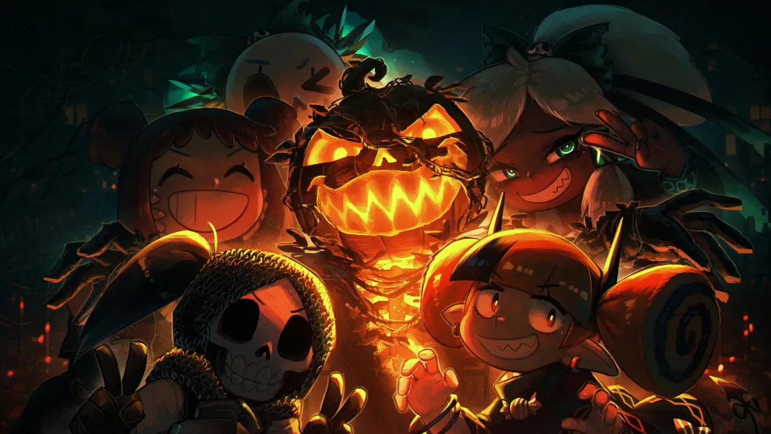 3k南瓜骷髅万圣节壁纸｜暗黑背景图片 - 卡通奇幻「哲风壁纸」