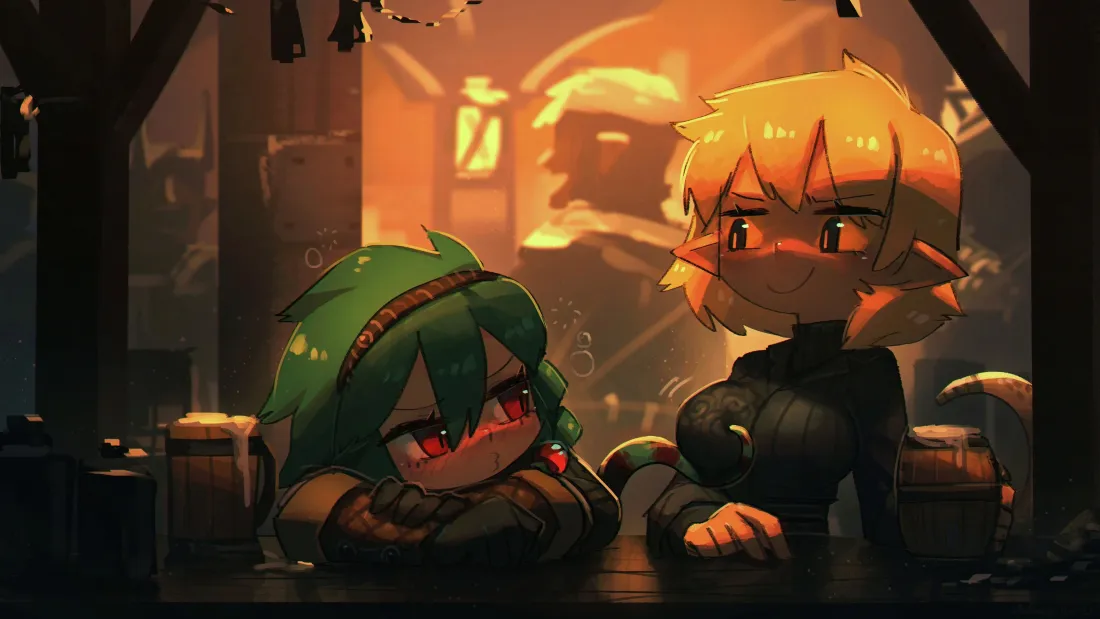 3k兽人酒馆壁纸｜异世界背景 - 喝醉可爱角色「哲风壁纸」