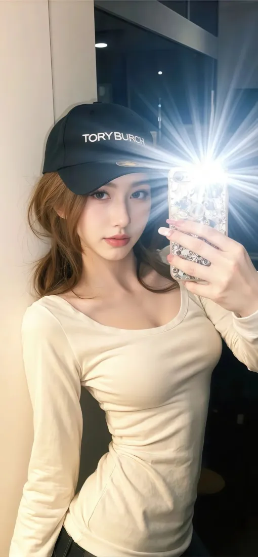 紧身衣美女手机壁纸｜自拍背景图 - 黑帽Ios闪光灯「哲风壁纸」