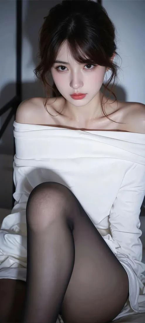 白衣黑丝美女手机壁纸｜暗背景 - Ios「哲风壁纸」