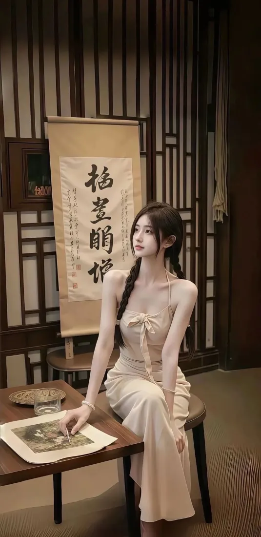 古风美女手机壁纸｜中式茶席背景 - 深景「哲风壁纸」