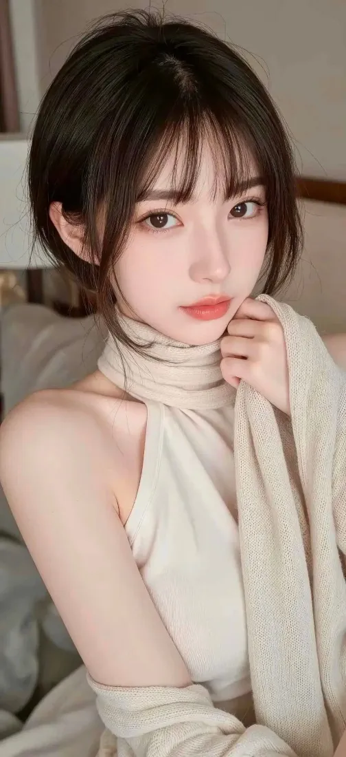 美女手机壁纸｜室内背景图片 - 浅色服饰「哲风壁纸」