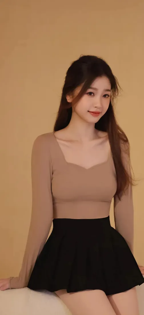 长发美女手机壁纸｜暖黄背景图片 - 时尚穿搭「哲风壁纸」