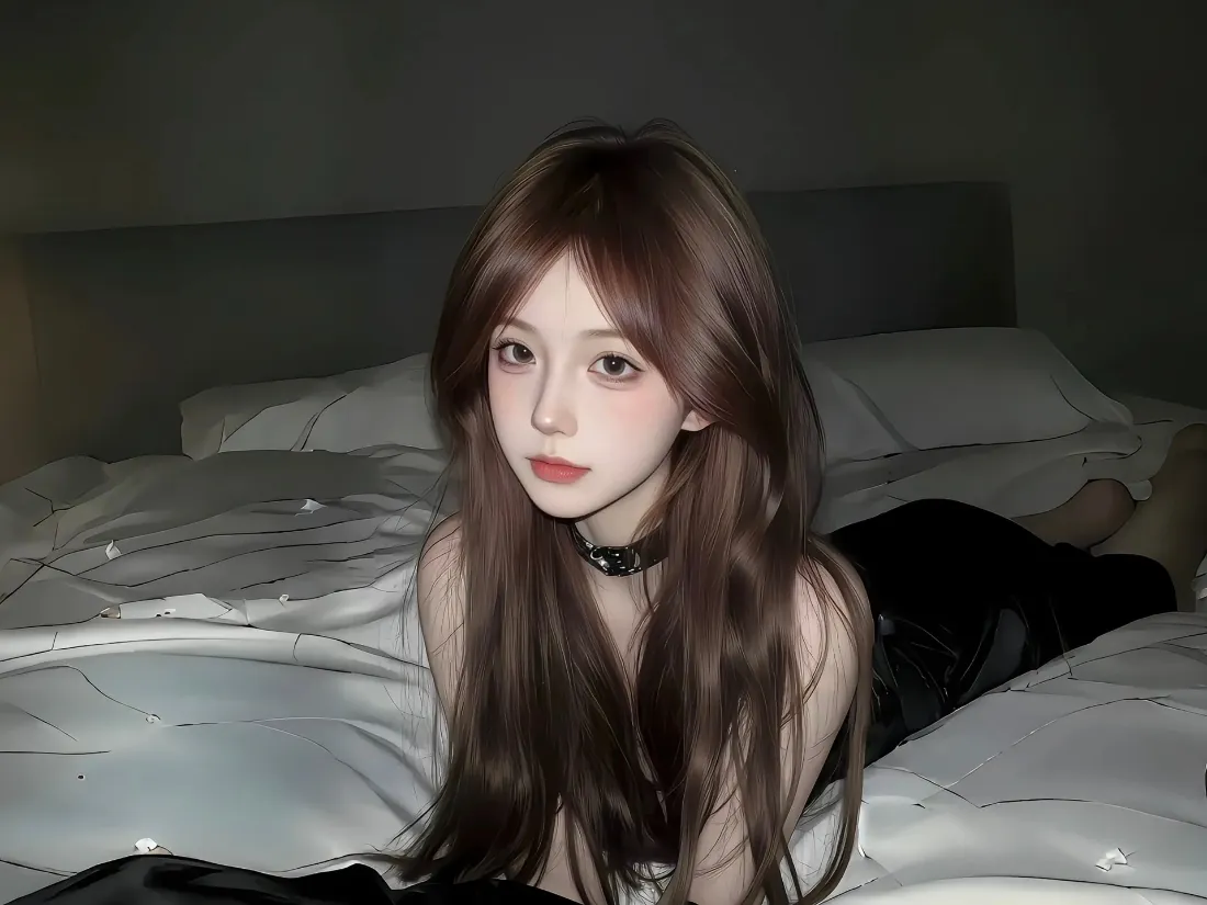 2k长发美女壁纸｜卧室背景图片 - 黑色衣服choker「哲风壁纸」