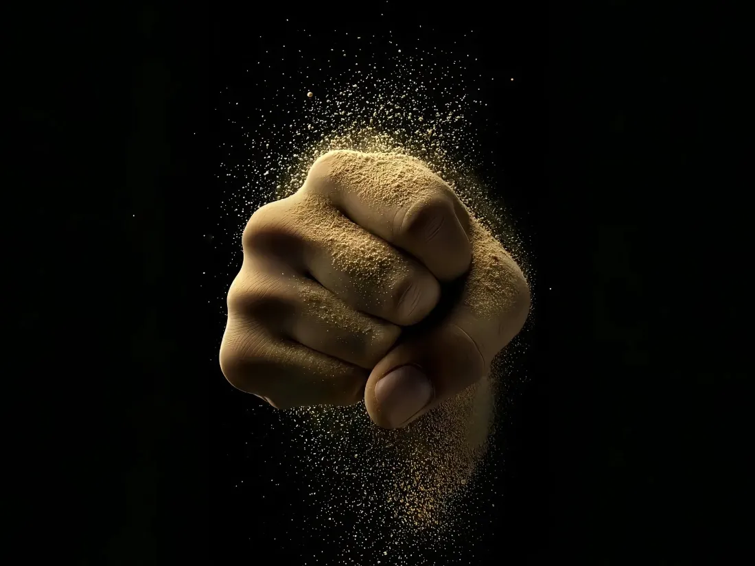 2k拳头壁纸｜黑色背景图片 - 沙粒握拳「哲风壁纸」