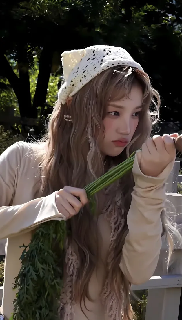 宋雨琦手机壁纸｜田园背景图片 - 针织帽长发「哲风壁纸」