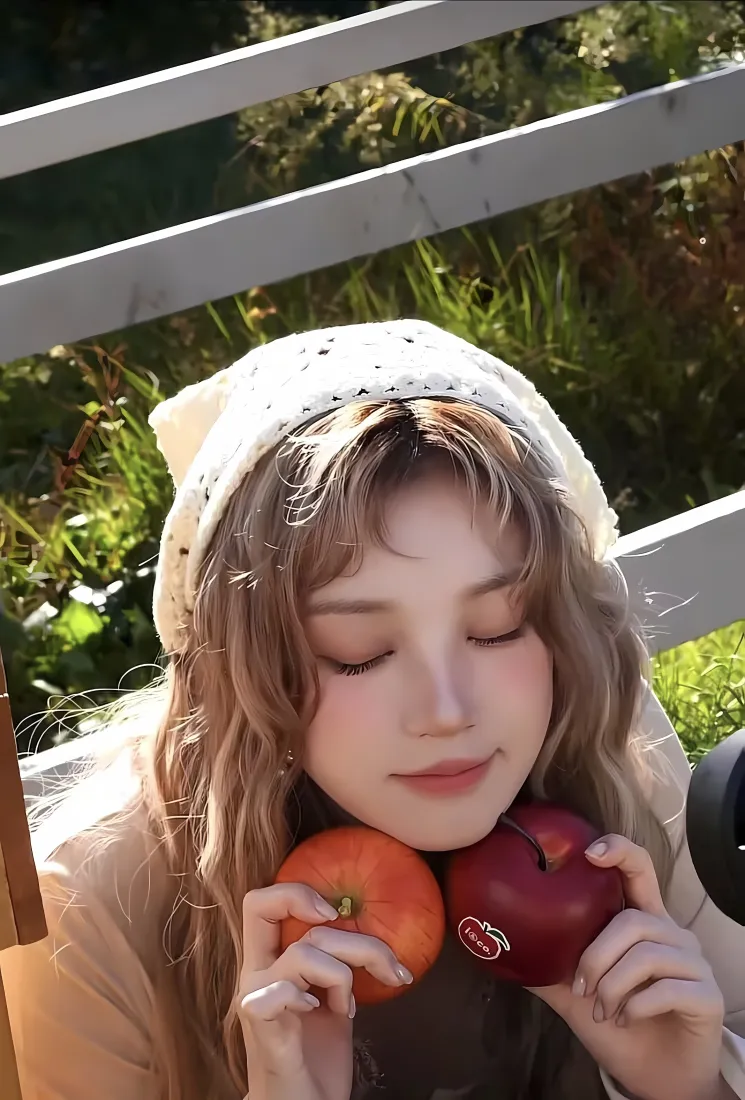 宋雨琦手机壁纸｜户外背景图片 - 可爱苹果草地「哲风壁纸」