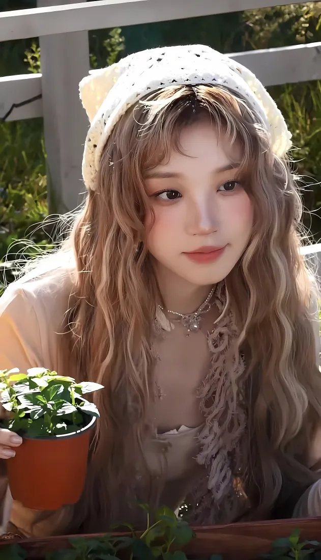 宋雨琦手机壁纸｜田园背景图片 - 绿植盆栽长发「哲风壁纸」