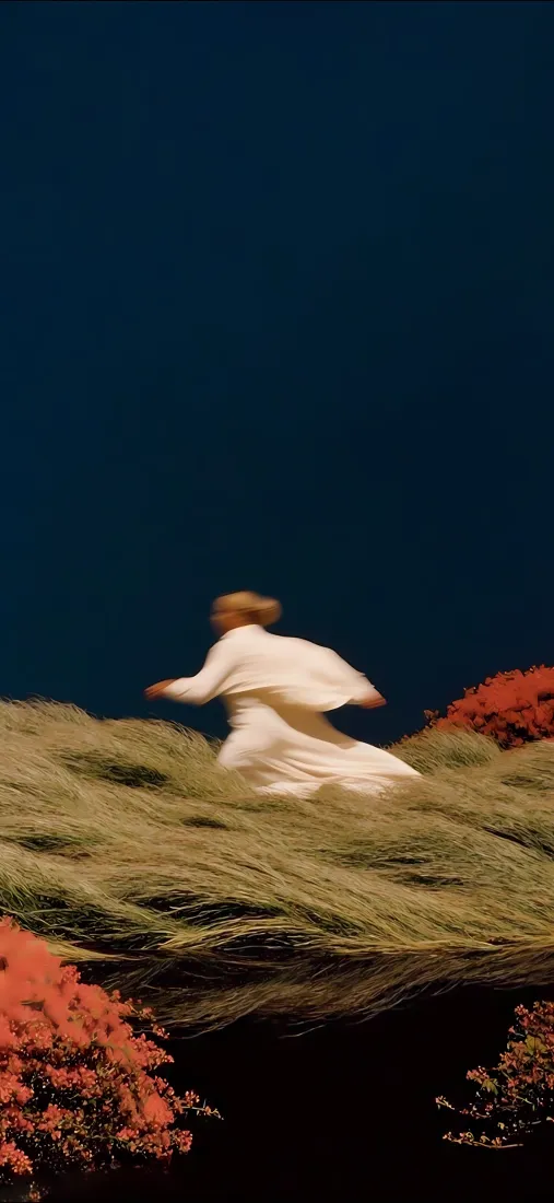 白衣人物手机壁纸｜深蓝色背景图片 - 自由奔跑「哲风壁纸」