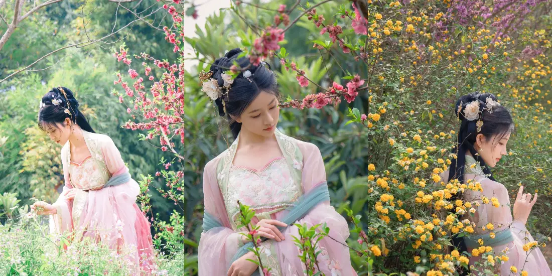 2k古风女子壁纸｜海棠花丛背景图 - 春色「哲风壁纸」