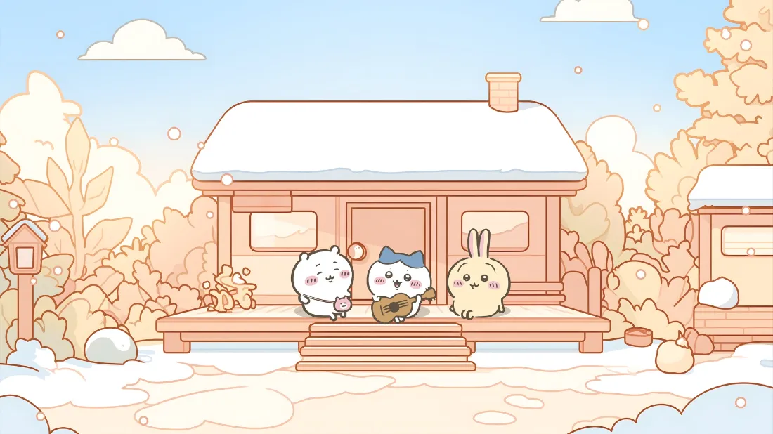 2kChiikawa壁纸｜冬日雪景背景图片 - 哈奇乌萨奇「哲风壁纸」