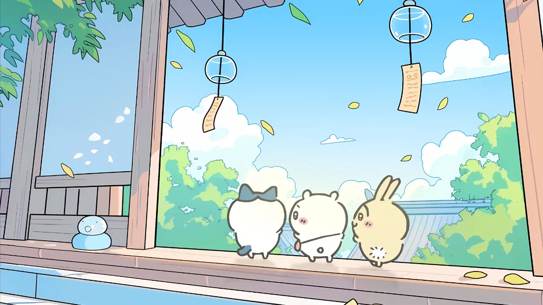 2kChiikawa壁纸｜日式窗台背景 - 小动物风铃「哲风壁纸」