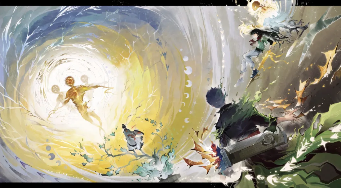 2k姜明子壁纸｜日月同错背景图片 - 奇幻漩涡场景「哲风壁纸」