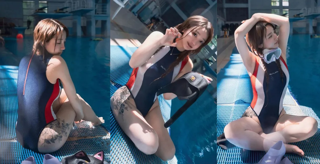 2k运动美女壁纸｜泳池背景图片 - 健身游泳「哲风壁纸」