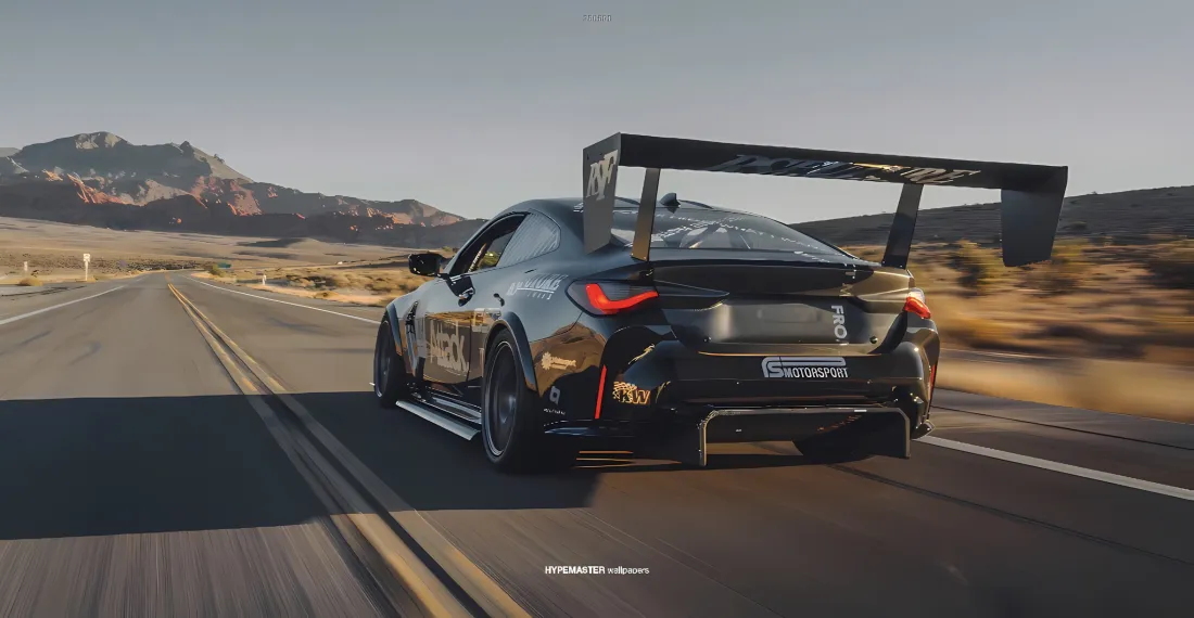 2k宝马M4壁纸｜公路背景图片 - 黑色跑车「哲风壁纸」