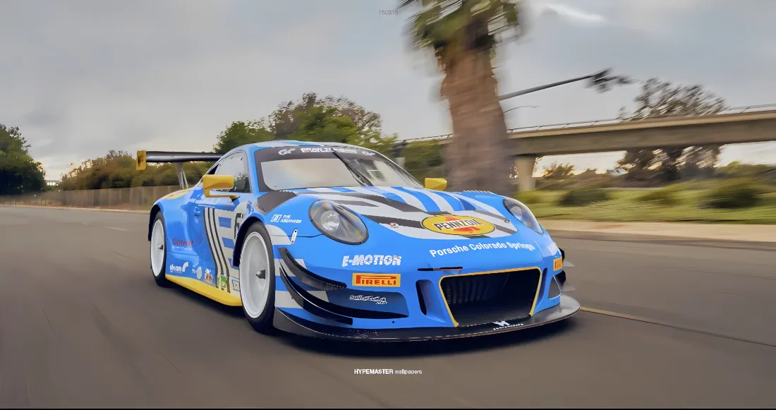 2k保时捷911壁纸｜蓝色赛车背景图片 - 公路行驶「哲风壁纸」
