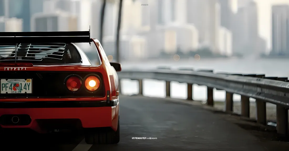 2k法拉利F40壁纸｜红色跑车背景图片 - 都市道路「哲风壁纸」