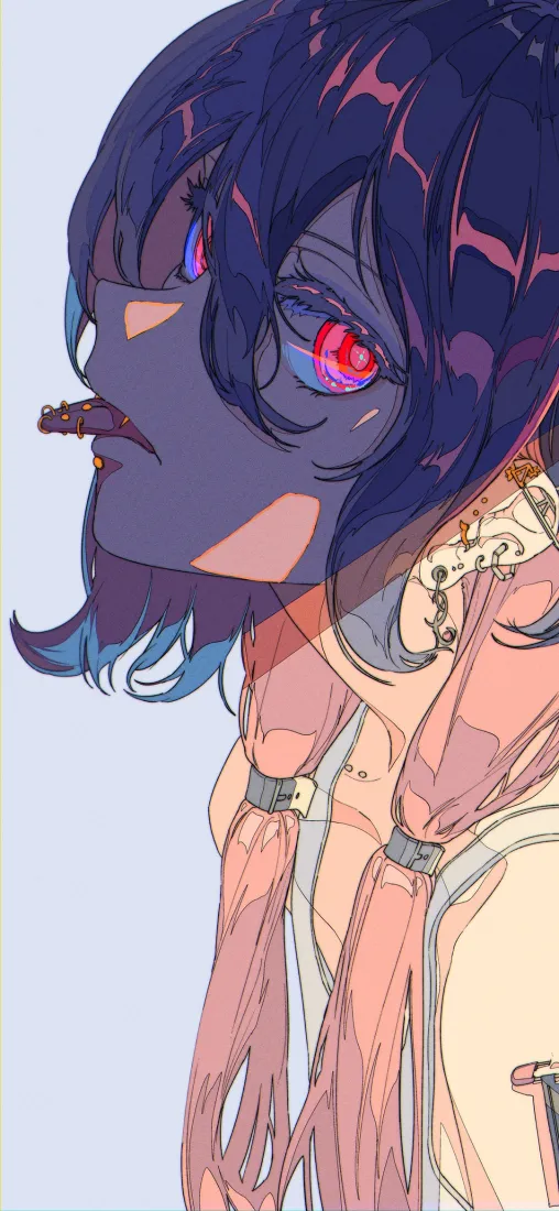 动漫人物手机壁纸｜红瞳舌钉背景图片 - 叛逆女孩「哲风壁纸」