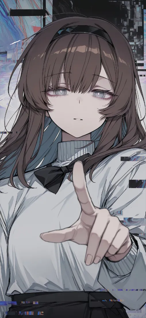 二次元女孩手机壁纸｜暗色调背景图片 - 黑色领结「哲风壁纸」