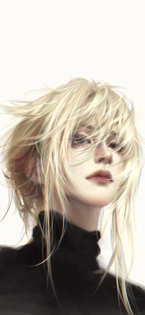 金发美女手机壁纸｜黑衣艺术背景图片 - 手绘插画「哲风壁纸」