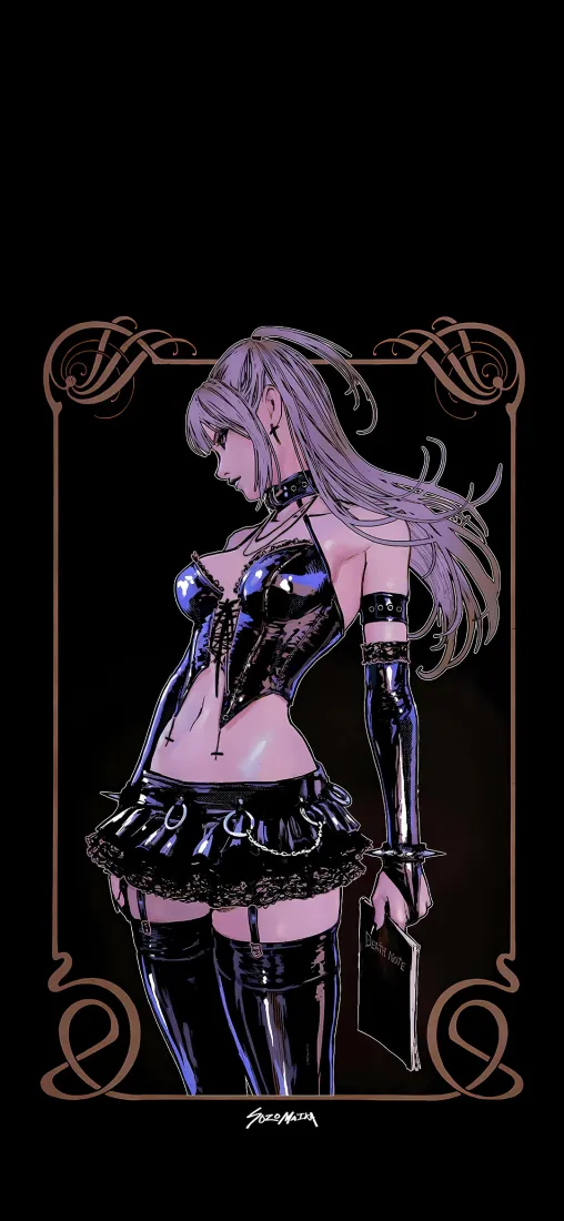 弥海砂手机壁纸｜死亡笔记背景图片 - 赛博朋克哥特风「哲风壁纸」