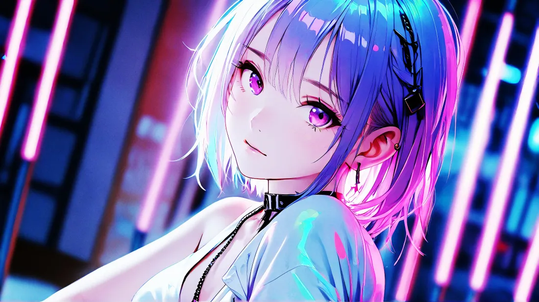 4k动漫女孩壁纸｜霓虹背景图片 - 二次元女孩「哲风壁纸」