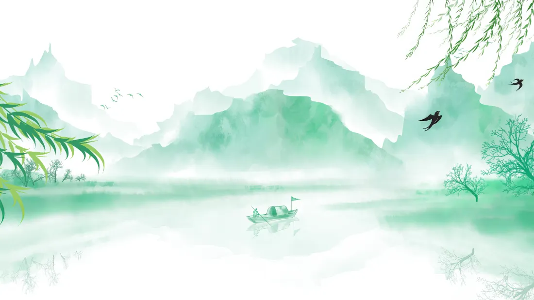 4k国风山水壁纸｜水墨背景 - 燕子小船「哲风壁纸」