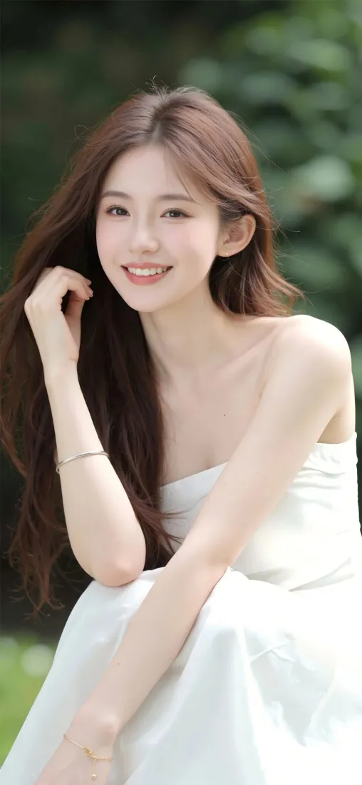 白衣美女手机壁纸｜户外草地背景 - Ios「哲风壁纸」