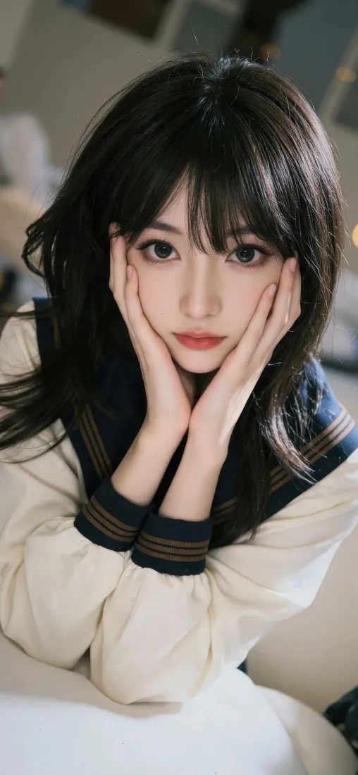 水手服美女手机壁纸｜室内背景图片 - Ios 清纯「哲风壁纸」