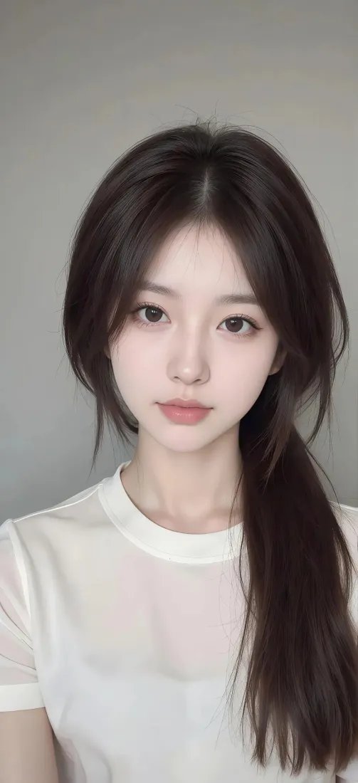 白衣美女手机壁纸｜灰背景图片 - 清纯肖像「哲风壁纸」