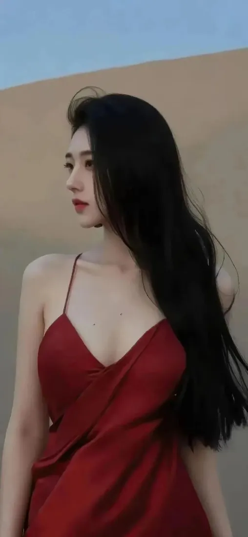 红衣美女手机壁纸｜沙漠背景图片 - 夏日时尚穿搭「哲风壁纸」
