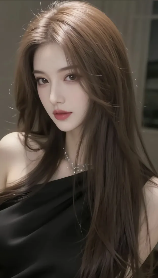 黑衣美女手机壁纸｜室内背景图片 - 红唇Ios「哲风壁纸」