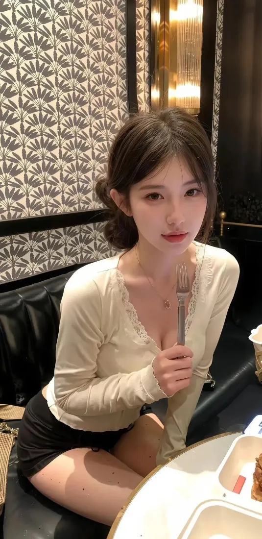 美女手机壁纸｜餐厅背景图片 - 用餐时尚穿搭「哲风壁纸」